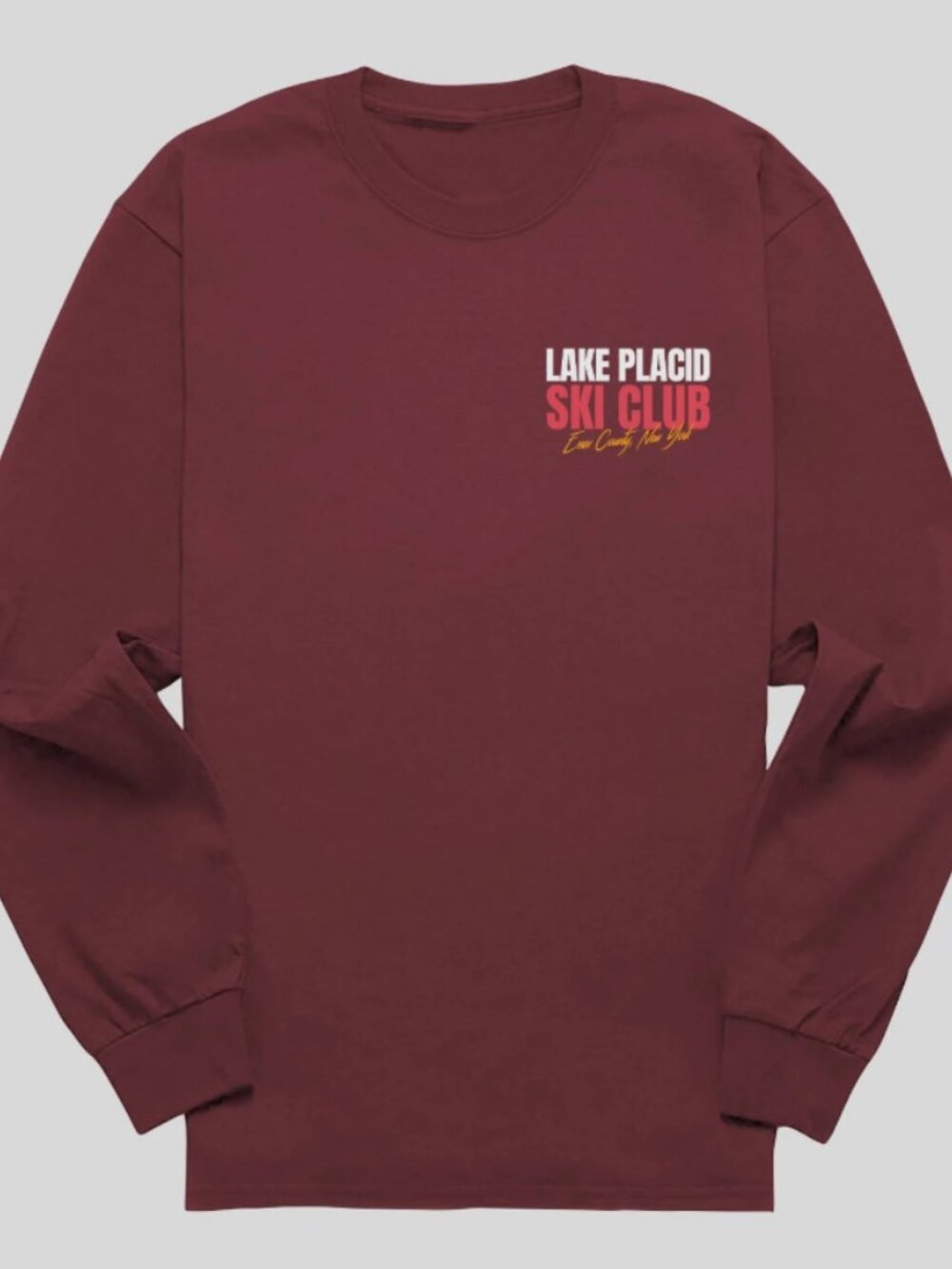 NEW Men's Ski Club Medium Burgundy Long Sleeve T-Shirt